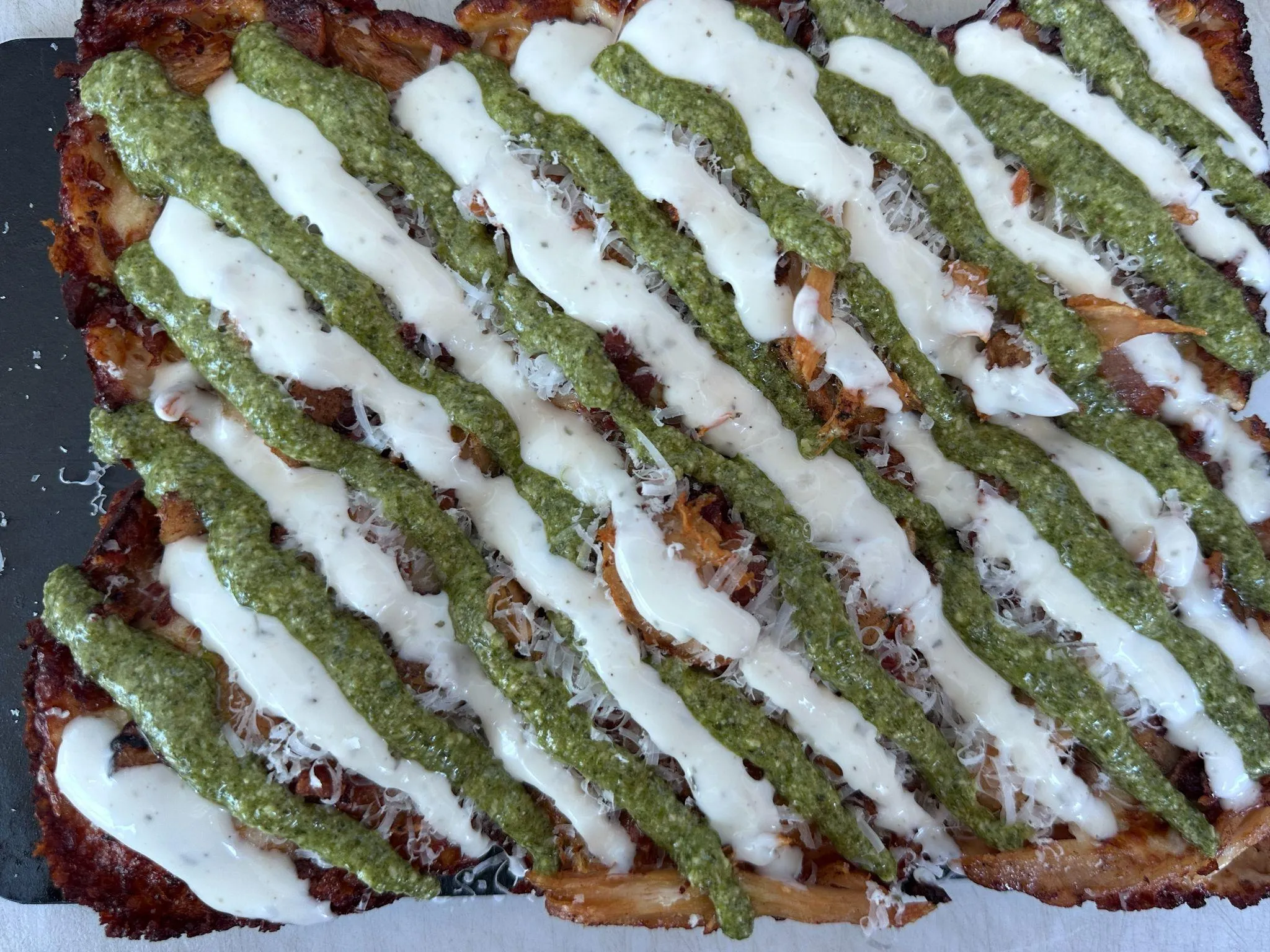 Pestoriffic Chicken and Ranch — Detroit-style pizza